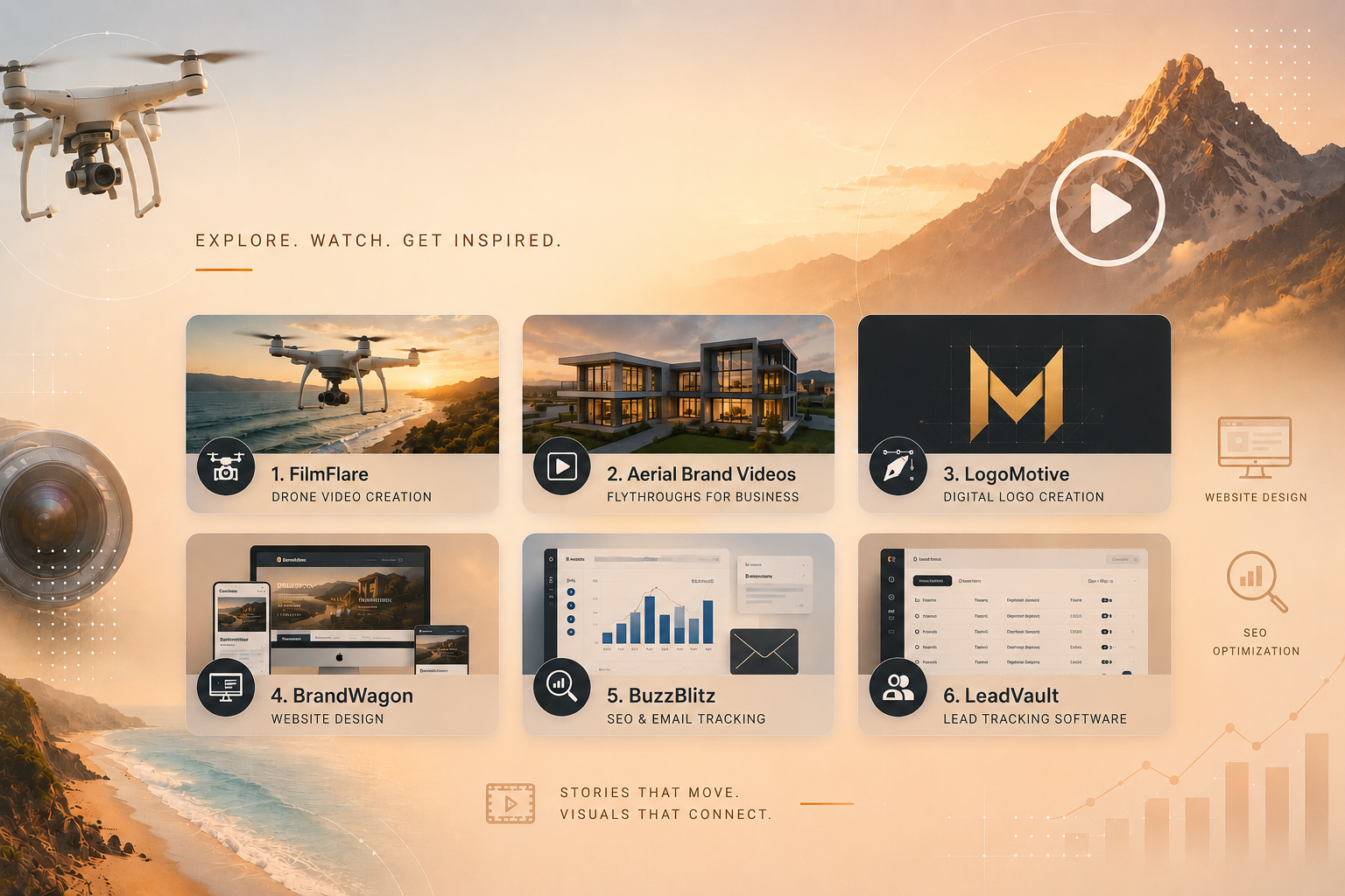 PitchVault digital services for small business websites, video, logos, SEO, and lead tracking