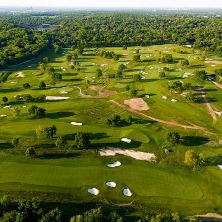 Aerial view of an 18-hole golf course