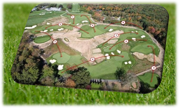 Aerial view of a 9-hole golf course