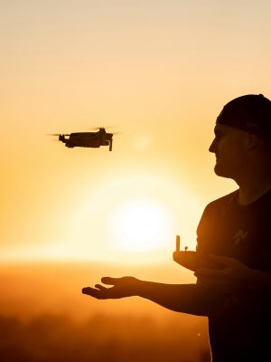 Drone used by a qualified pilot for small business video production